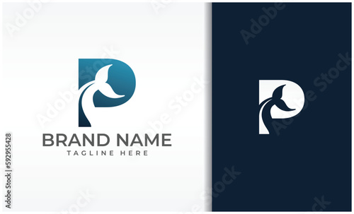 Letter P Whale Tail Logo