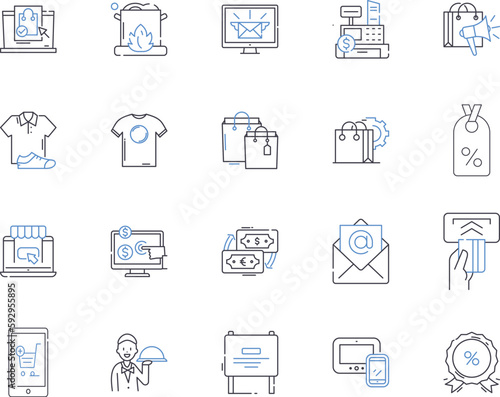 Store and food court outline icons collection. store, food court, restaurant, cuisine, menu, ingredients, recipes vector and illustration concept set. preparation, presentation, plating linear signs