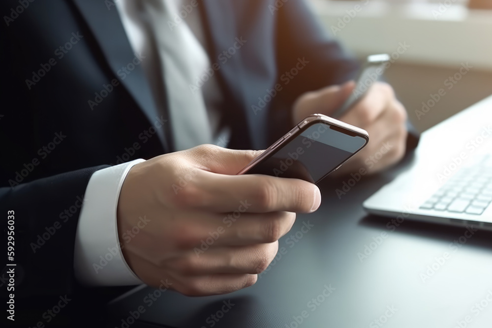 Hand of businessman using smartphone for email with notification alert, Online communication concept