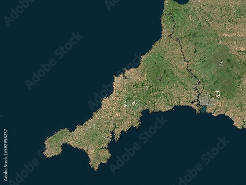 Obraz na płótnie Cornwall, England - Great Britain. Low-res satellite. No legend w salonie