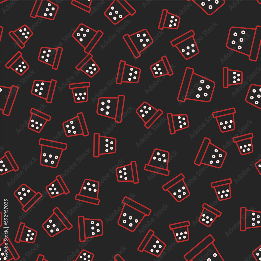 Line Thimble for sewing icon isolated seamless pattern on black background. Vector Line Thimble for sewing icon isolated seamless pattern on black background. Vector