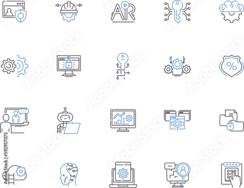 Security outline icons collection. safety, protection, safeguard, safeguard, trustworthiness, vigilance, defense vector and illustration concept set. watchfulness, wariness, care linear signs