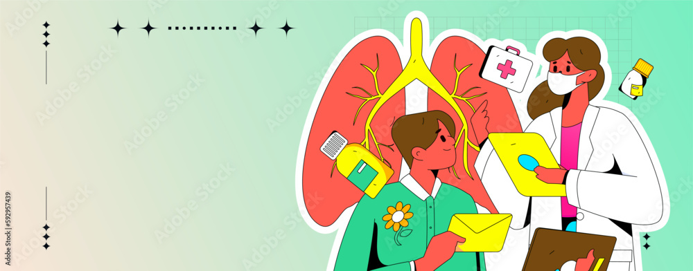 Naklejka premium Medical Characters Anti-epidemic Flat Vector Concept Operation Hand Drawn Illustration 