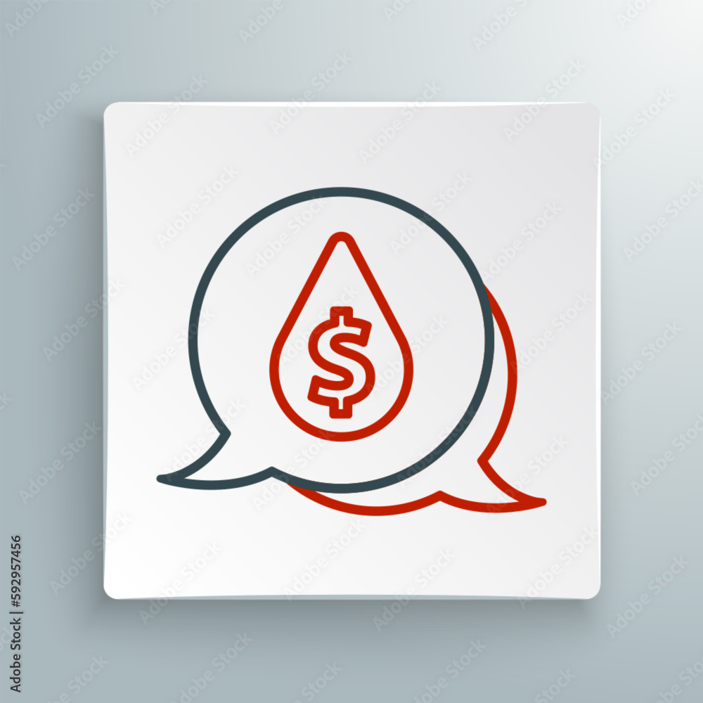 Line Oil drop with dollar symbol icon isolated on white background. Oil price. Oil and petroleum industry. Colorful outline concept. Vector Line Oil drop with dollar symbol icon isolated on white background. Oil price. Oil and petroleum industry. Colorful outline concept. Vector