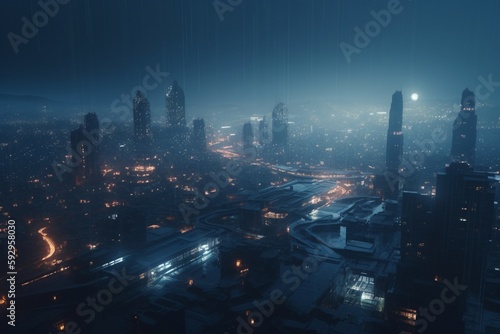 A futuristic cityscape with advanced space travel and exploration technology, Generative AI
