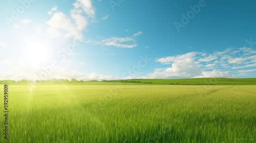 Green Field Panorama  A Beautiful Natural Landscape