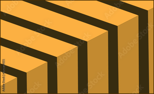 Orange and brown abstract background, 3D sequential wall design