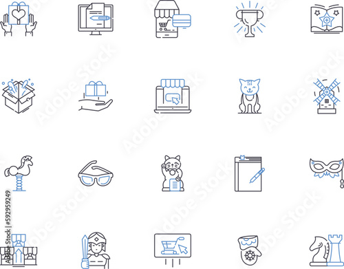 Craft business outline icons collection. Craft, Business, Crafting, Handmade, Create, Artisan, Sell vector and illustration concept set. Shop, Goods, Design linear signs