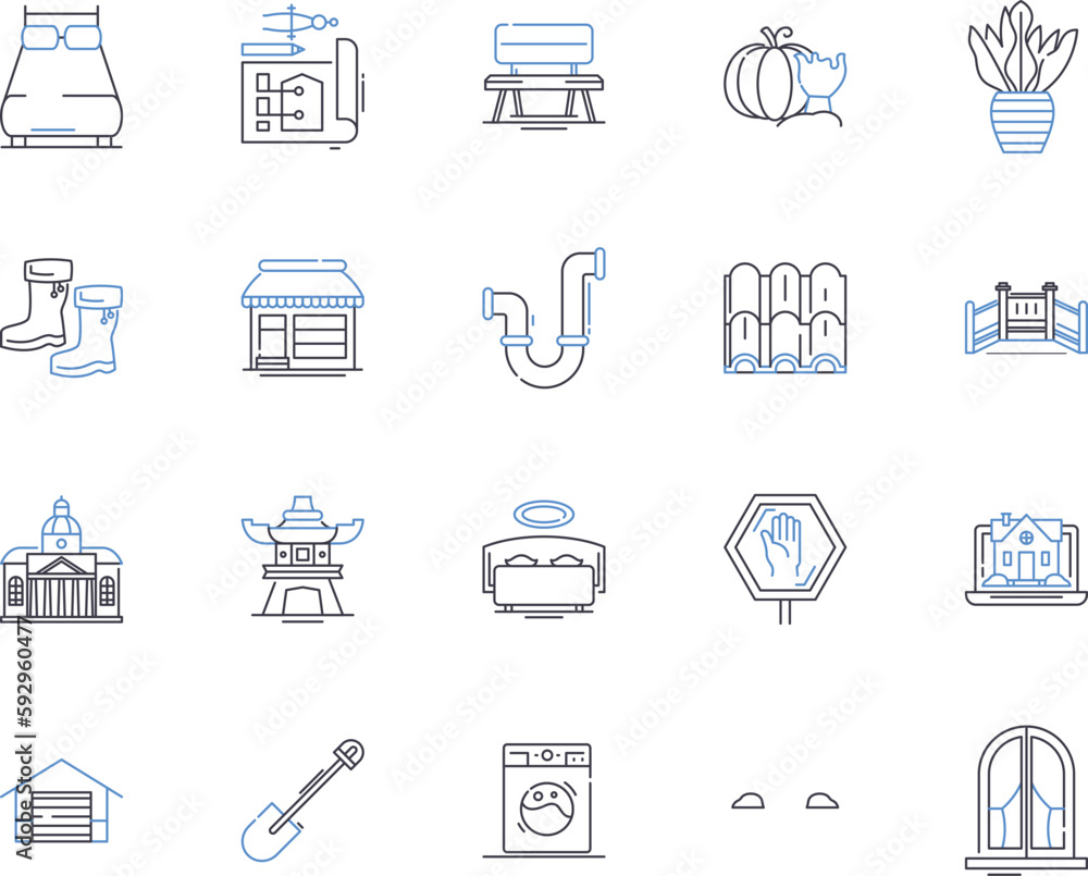 Apartment building outline icons collection. Apartment, Building, Block, Complex, Structure, Dwelling, High-rise vector and illustration concept set. Multifamily, Residence, Tower linear signs Apartment building outline icons collection. Apartment, Building, Block, Complex, Structure, Dwelling, High-rise vector and illustration concept set. Multifamily, Residence, Tower linear signs