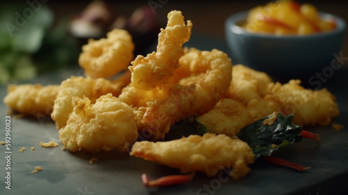 Shrimp & Vegetable Tempura, battered and deep-fried
