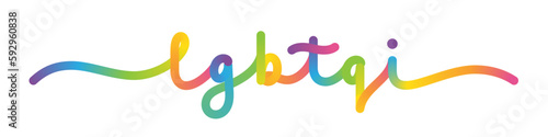 LGBTQI vector monoline calligraphy banner with rainbow gradient