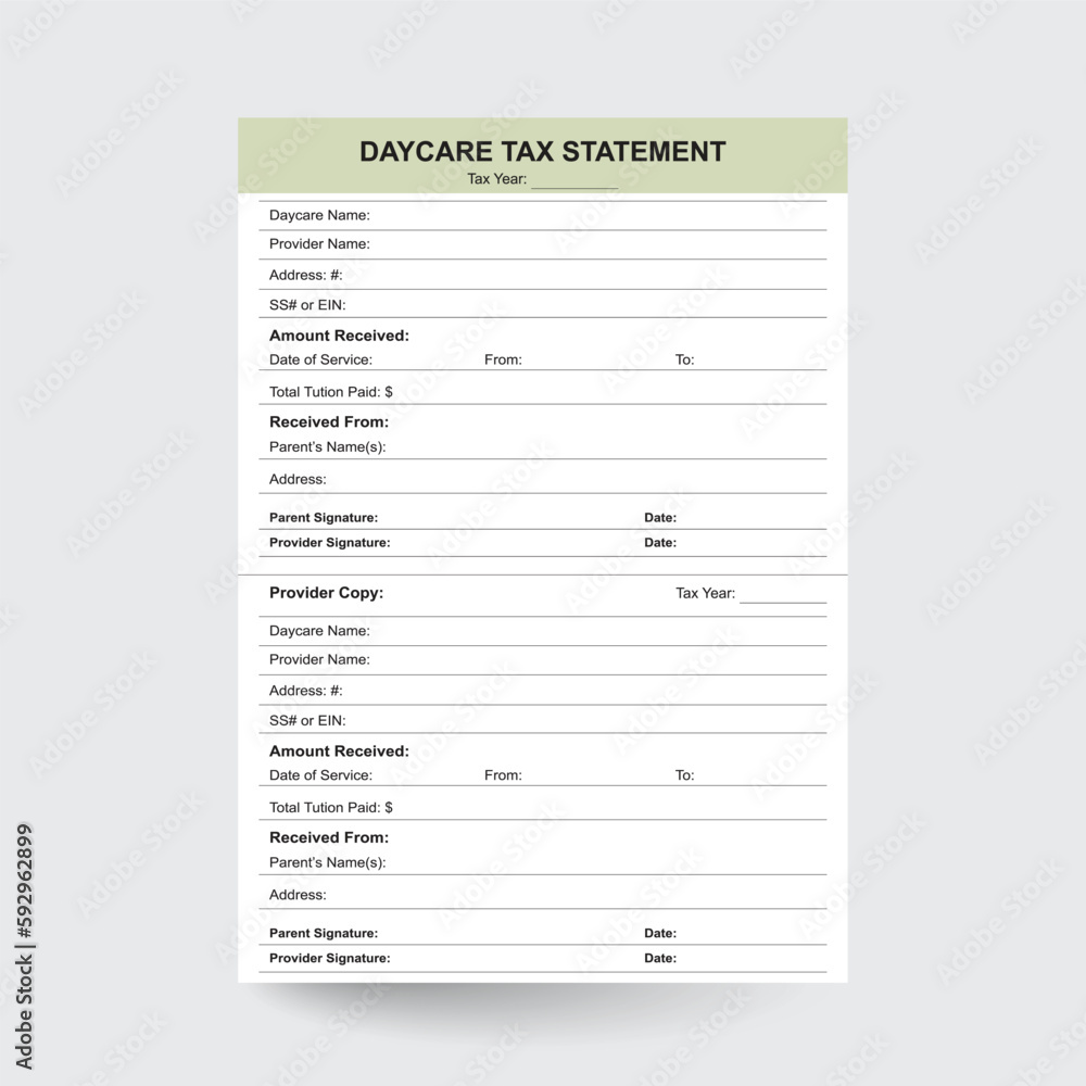 ChildCare Tax Statement Child tax statement Daycare tax form Daycare ChildCare Tax Statement Child tax statement Daycare tax form Daycare