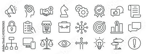 Business marketing strategy thin line icons. Editable stroke. For website marketing design, logo, app, template, ui, etc. Vector illustration.