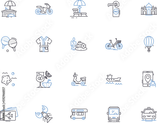 Asian culture outline icons collection. Asian, Culture, Traditions, Customs, Religion, Music, Art vector and illustration concept set. Dance, Cuisine, Languages linear signs