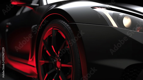black red super Modern sport cars are in the studio room wallpaper Ai Generative
