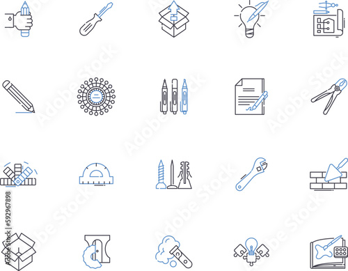 Materials outline icons collection. Fabrics, Plastics, Metals, Textiles, Ceramics, Wood, Concrete vector and illustration concept set. Leather, Glass, Paper linear signs