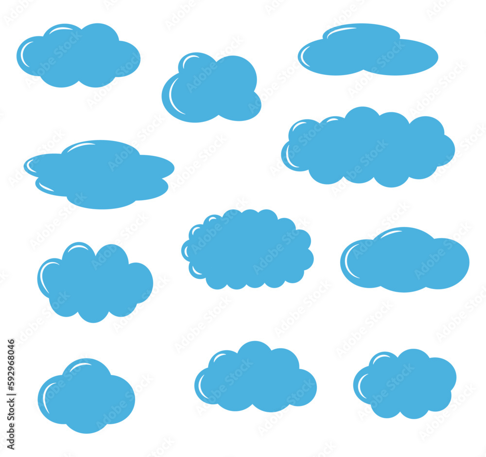 Set of blue clouds. Vector illustration Set of blue clouds. Vector illustration
