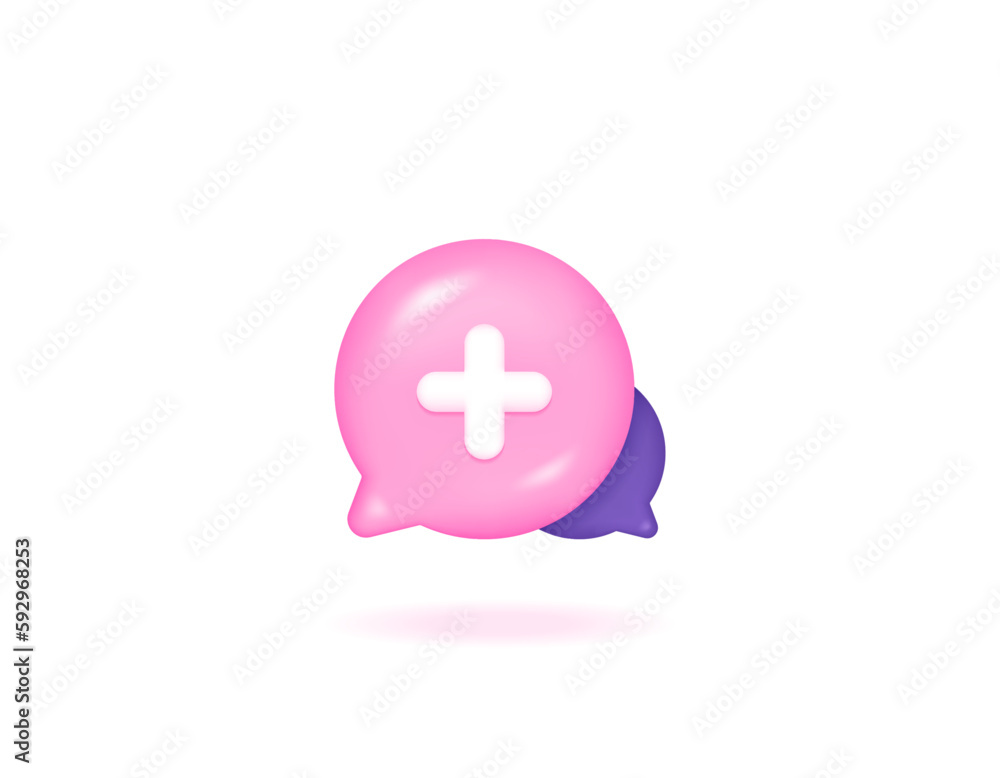 Health consultation, doctor chat, and online health services. symbol or icon of the chat bubble and plus sign. 3d and realistic design. vector elements Health consultation, doctor chat, and online health services. symbol or icon of the chat bubble and plus sign. 3d and realistic design. vector elements