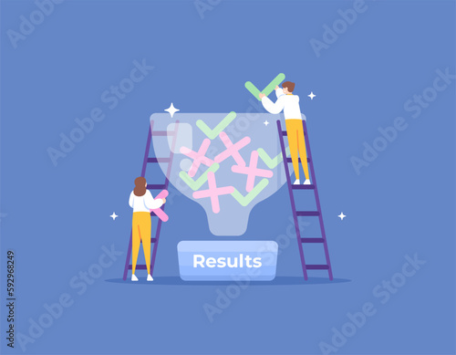 Voting, polling, questionnaires, and surveys. The interviewees or respondents chose to agree or disagree. Yes or no. collect data for research. illustration concept design. vector elements