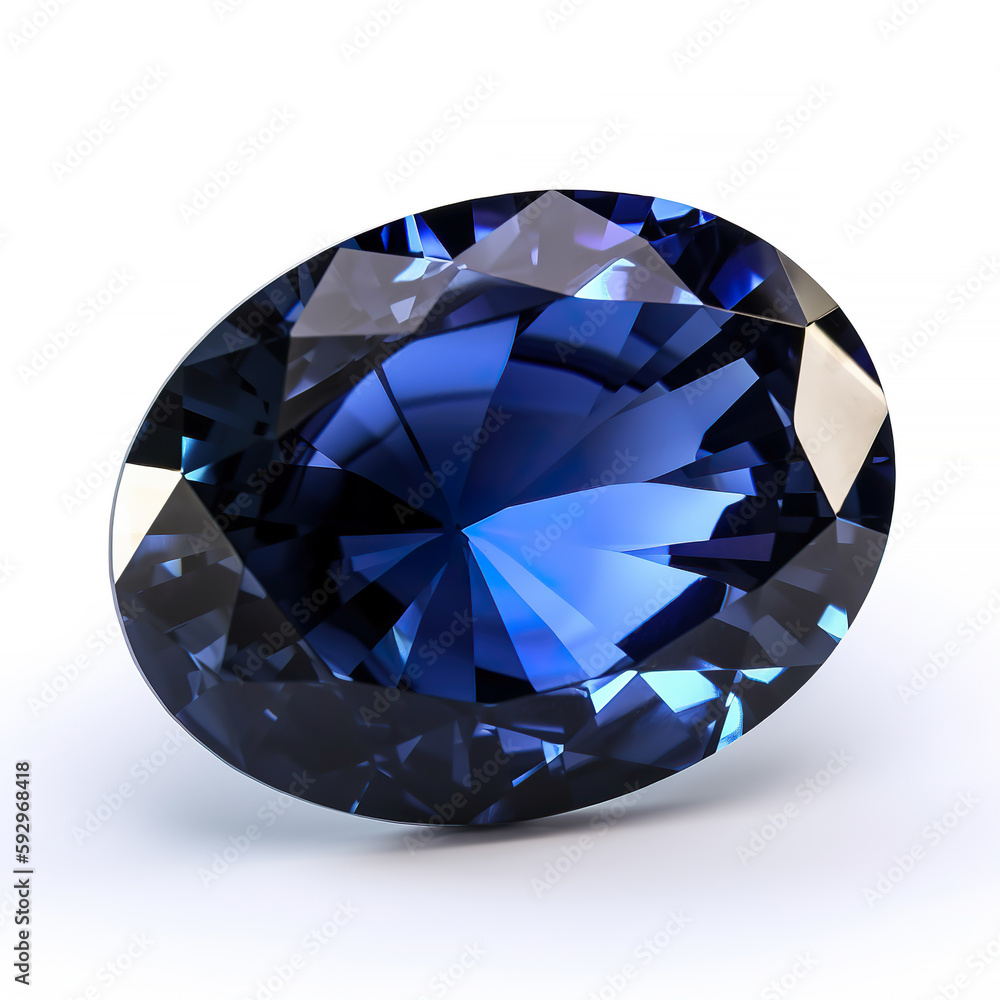 Blue sapphire gemstone on white background Blue sapphire gemstone on white background