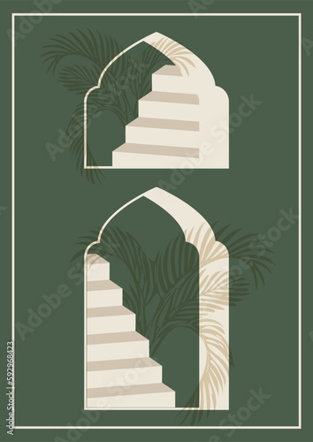 Minimalistic mediterranean architecture poster illustration.