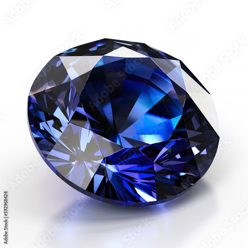 Blue sapphire gemstone on white background
