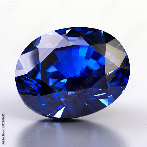 Blue sapphire gemstone on white background