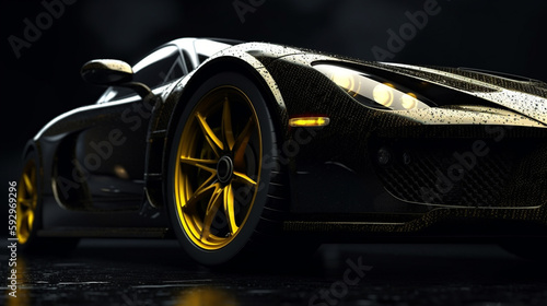 yellow super Modern cars are in the studio room   wallpaper Ai Generative  © adel