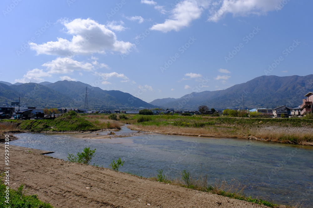 福井県敦賀市　笙の川と黒河川の合流地点