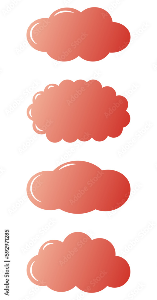 Set of red clouds. Vector illustration