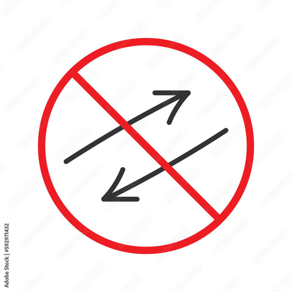 Forbidden sign of arrow icon isolated on white background vector illustration. Warning, caution, attention, restriction, danger flat sign design symbol Forbidden sign of arrow icon isolated on white background vector illustration. Warning, caution, attention, restriction, danger flat sign design symbol