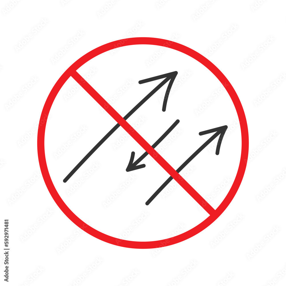Forbidden sign of arrow icon isolated on white background vector illustration. Warning, caution, attention, restriction, danger flat sign design symbol Forbidden sign of arrow icon isolated on white background vector illustration. Warning, caution, attention, restriction, danger flat sign design symbol