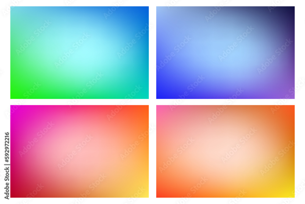 Set of blue, green, yellow, red, orange gradient vector backgrounds. Gentle illustration in abstract style. Modern background for your interface, advertising, text restaurant, cafe, pastry shop