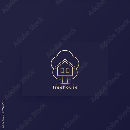 treehouse icon, line logo design