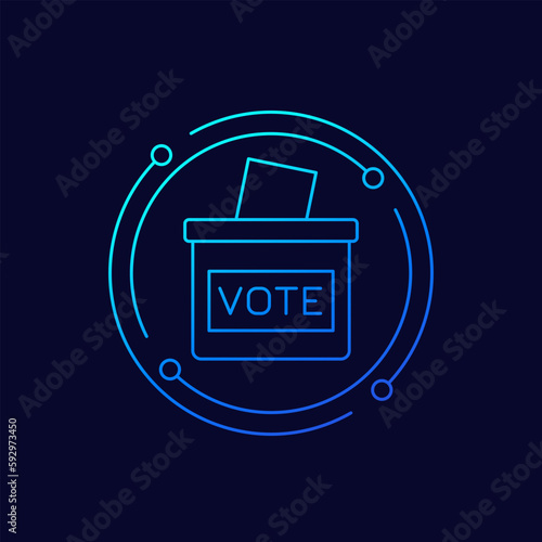 voting ballot box icon, linear design