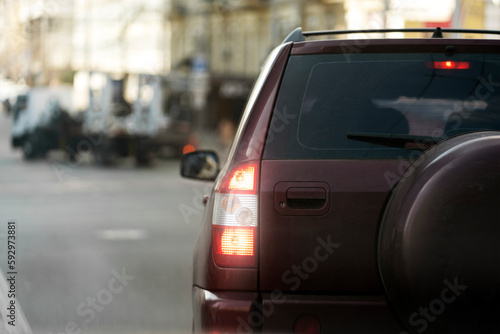 Car movement, taillights on the city street. City traffic concept © speed300