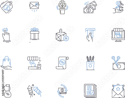 Shopping mall outline icons collection. Shopping, Mall, Store, Shop, Centre, Complex, Outlet vector and illustration concept set. Arcade, Department, Bazaar linear signs