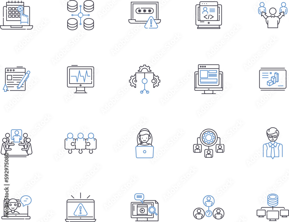 Digital marketing outline icons collection. Digital, Marketing, SEO, Social, Media, Advertising, Content vector and illustration concept set. Analytics, PPC, Conversion linear signs