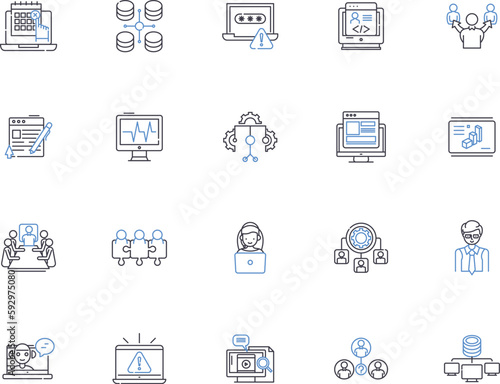 Digital marketing outline icons collection. Digital, Marketing, SEO, Social, Media, Advertising, Content vector and illustration concept set. Analytics, PPC, Conversion linear signs