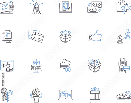 Shopper outline icons collection. Shopper, Consumer, Buyer, Purchaser, Trader, Client, Retailer vector and illustration concept set. Apparel, Shopkeeper, Boutique linear signs