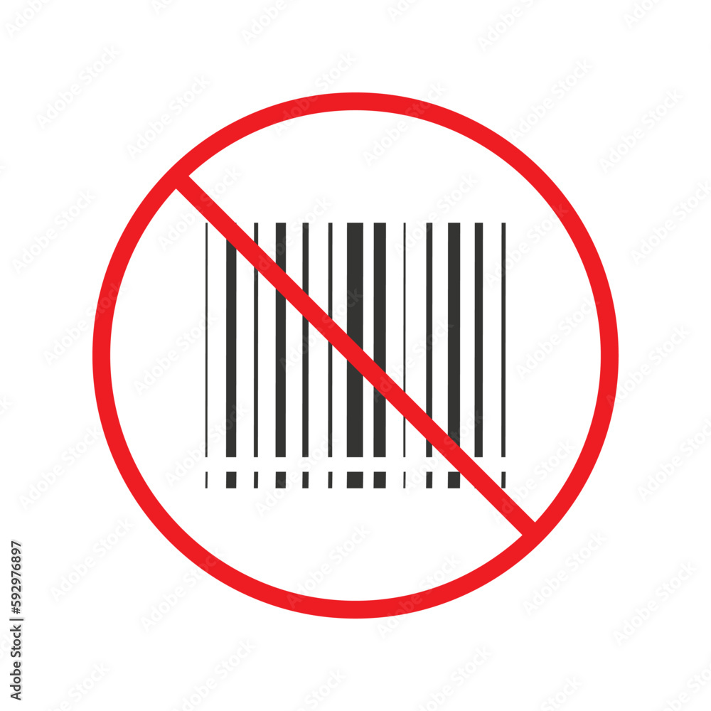 Obraz premium No barcode icon. Forbidden barcode icon. No bar code vector sign. Prohibited calling vector icon. Warning, caution, attention, restriction flat sign design. Do not 