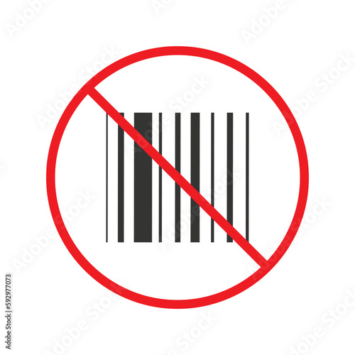 No barcode icon. Forbidden 
barcode icon. No bar code vector sign. Prohibited calling vector icon. Warning, caution, attention, restriction flat sign design. Do not 
