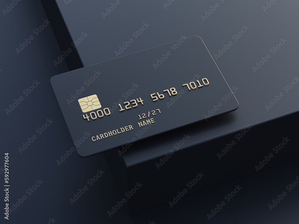 Bank credit card mockup on dark background - Blank credit card Stock