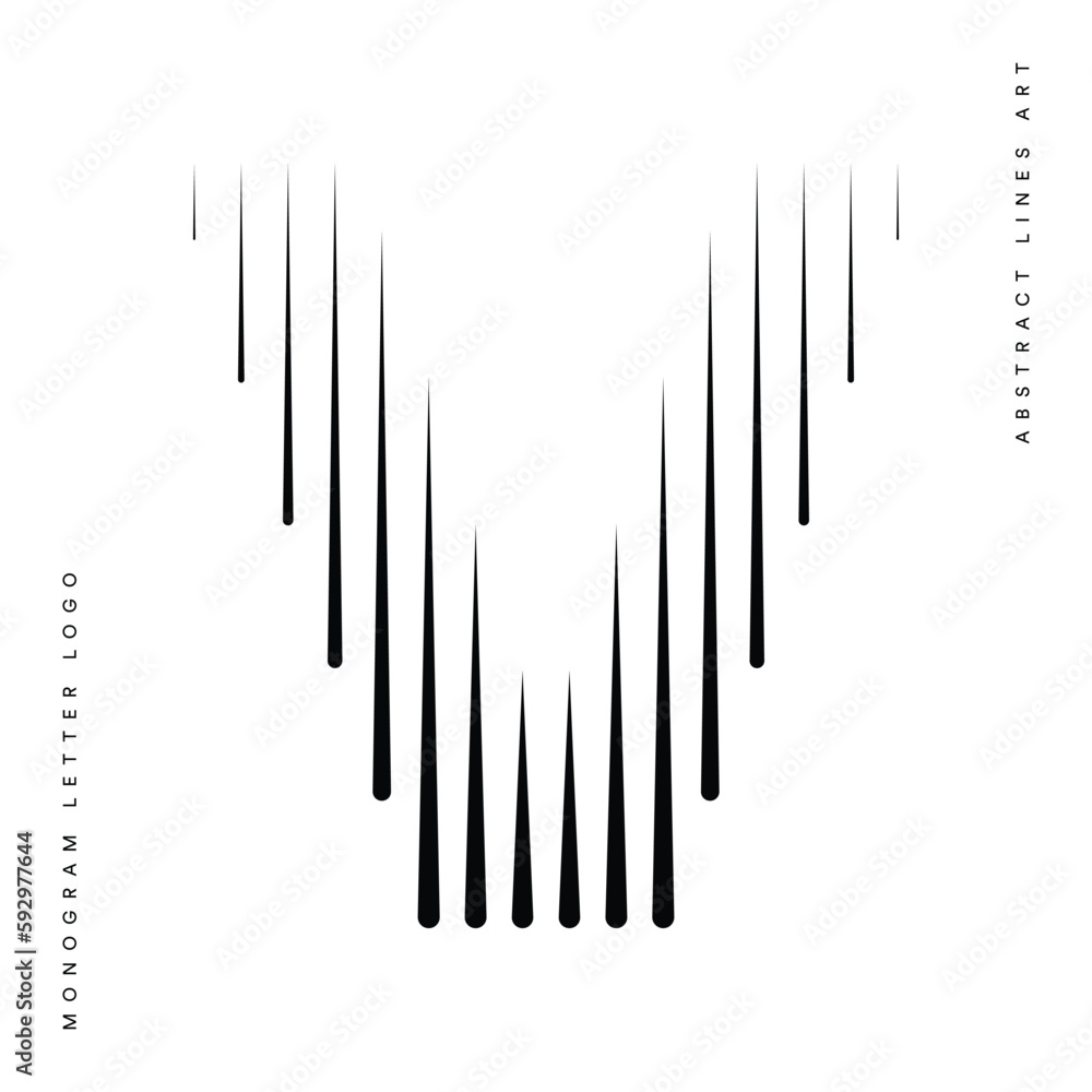Letter V Logo with Abstract Line Pattern Letter V Logo with Abstract Line Pattern