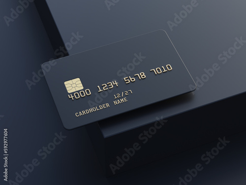 Fotografía Bank credit card mockup on dark background - Blank credit card