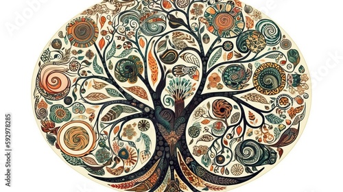 Tree of Life Mandala. Generative AI 