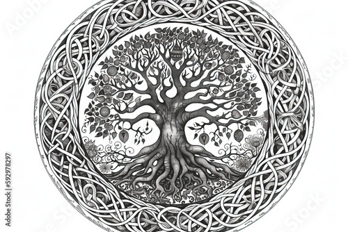 Tree of Life Mandala. Generative AI
