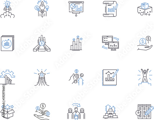 Efficiency outline icons collection. Efficient, Economical, Streamlined, Swift, Quick, Speedy, Nimble vector and illustration concept set. Productive, Responsive, Proficient linear signs