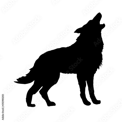 The silhouette of a wolf howling at the moon	