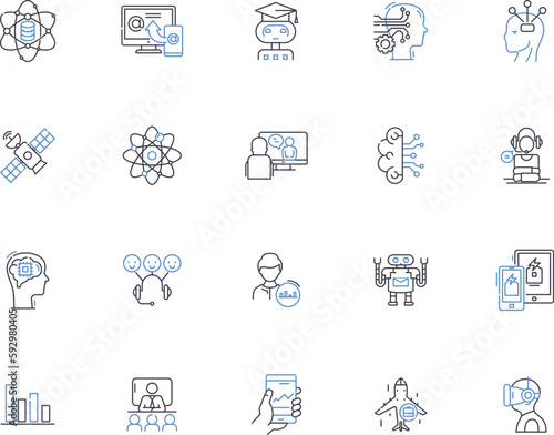 Digital marketing management outline icons collection. Digital, Marketing, Management, Strategy, SEO, PPC, CPA vector and illustration concept set. Analytics, Conversion, Automation linear signs